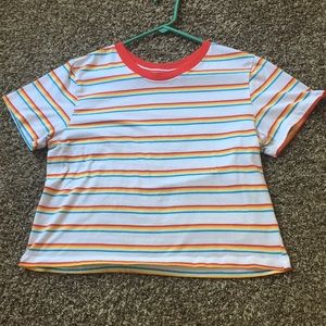 Rainbow striped cropped tee